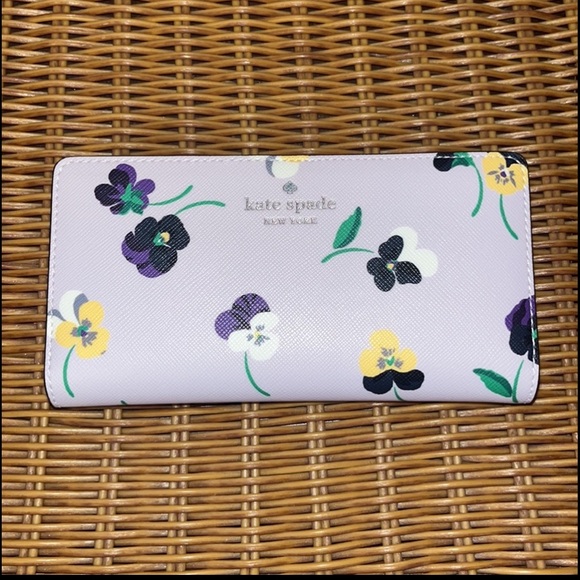 ♠️kate spade Dana Large Slim Bifold Wallet Floral Pansy - Picture 7 of 16